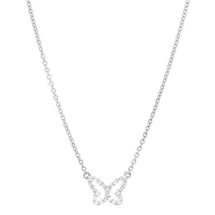 14K White Gold 16inch Open Butterfly Necklace w...