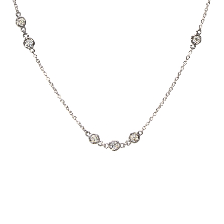 14K White Gold 17inch Scattered Diamonds-by-the...