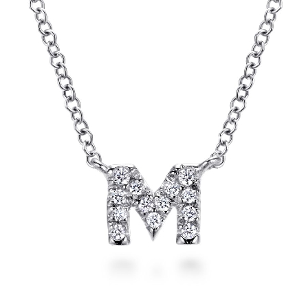 14K White Gold 15.5-17.5inch Initial M Necklace...