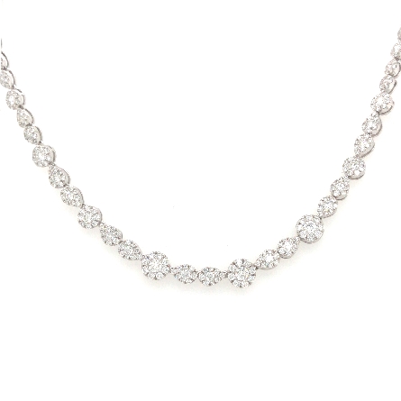 18K White Gold 17inch Pave Shapes Necklace w/75...