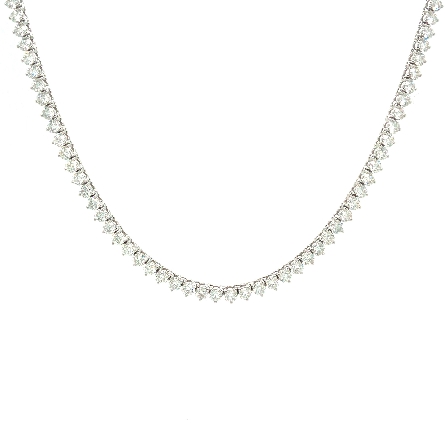 18K White Gold 17inch 3Prong Tennis Necklace w/...