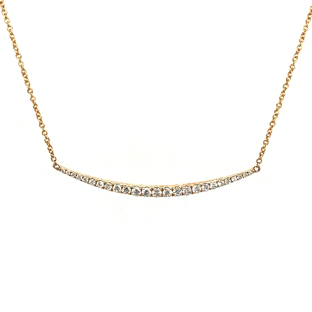 14K Yellow Gold 16-18inch Curved Bar Necklace w...