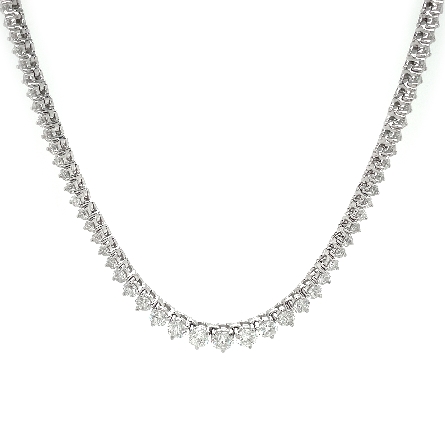 18K White Gold 18inch 3Prong Graduated Tennis N...