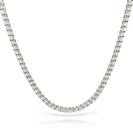 14K White Gold 17.5inch 4Prong Tennis Necklace ...