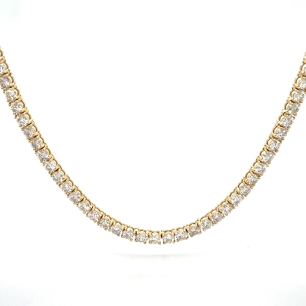 14K Yellow Gold 16.5inch 4Prong Tennis Necklace...