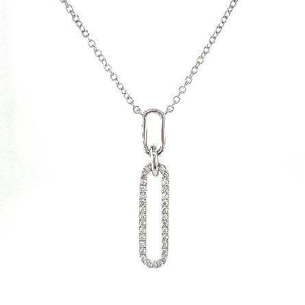18K White Gold 16-18inch Paperclip Drop Necklac...
