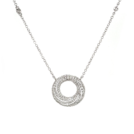 18K White Gold 16-18inch Swirl Circle Necklace ...