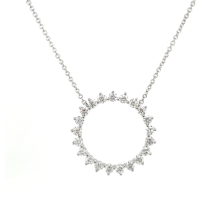 18K White Gold 16-18inch Open Circle Necklace w...