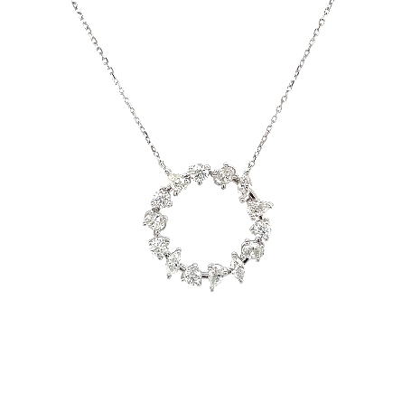 18K White Gold 16inch Open Circle Necklace w/5R...