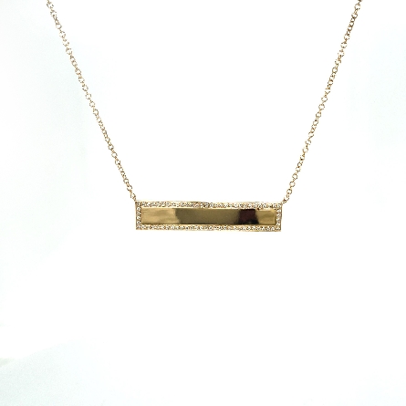 14K Yellow Gold 16-18inch Adjustable 1.25inch Bar Necklace w/68Diams=.16ctw #MN001901