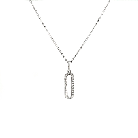 14K White Gold 16-18inch Paperclip Necklace w/D...
