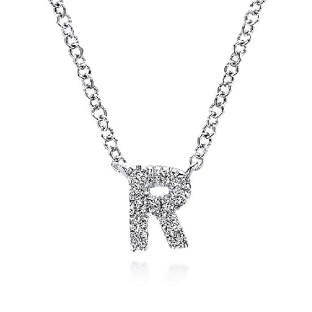 14K White Gold 15.5-17.5inch Initial R Necklace...