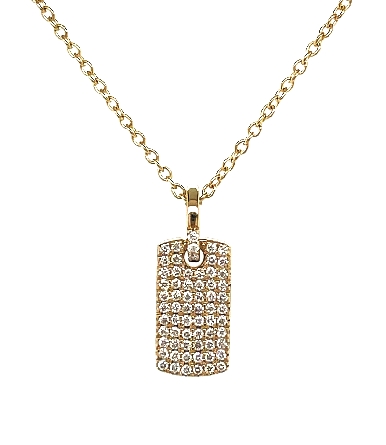 14K Yellow Gold 16inch Pave Dog Tag Necklace w/...