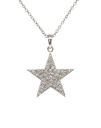 14K White Gold 16inch Star Necklace w/Diams=.45ctw SI G-H #PP24-011B