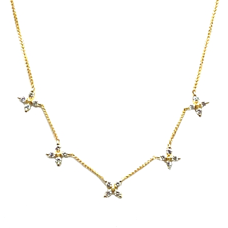 14K Yellow Gold 5 Station Clover 16-17inch Neck...