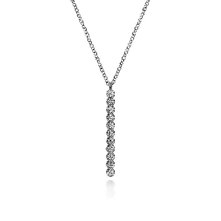 14K White Gold Diamond Vertical Bar Y Pendant Necklace w/Diams=.28ctw SI2 G-H #NK7593W45JJ (S1801704)