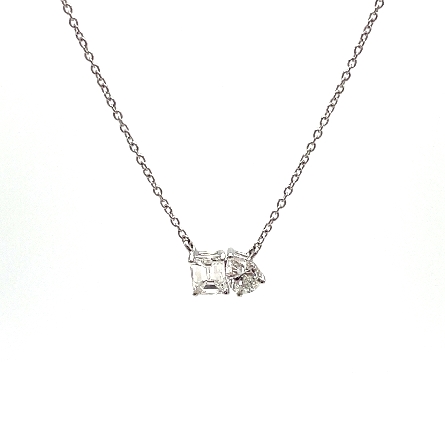 14K White Gold 15.5-16inch Station Necklace w/1...