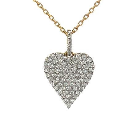 14K Yellow Gold 16-18inch Pave Heart Necklace w...