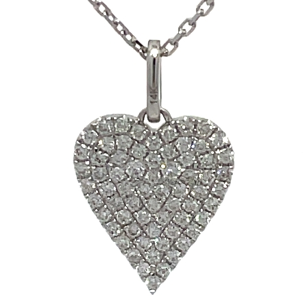 14K Yellow Gold 16-18inch Pave Heart Necklace w...