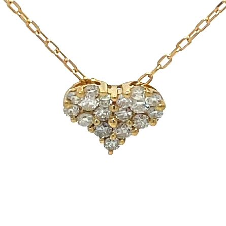 18K Yellow Gold 16-18inch Heart Necklace w/Diams=.29ctw SI G-H #NC02719