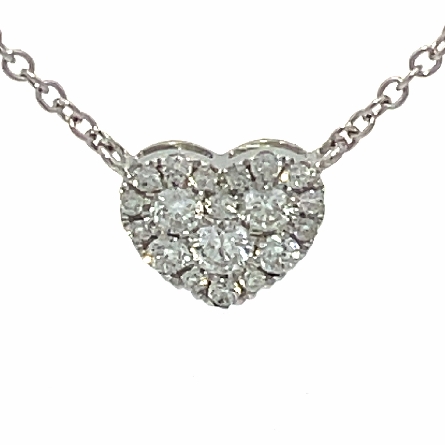 18K White Gold 16-18inch Heart Station Necklace...