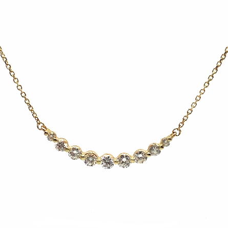 14K Yellow Gold 19.5inch Curved Bar Necklace w/Diams=1.52ctw VS-SI H-I #C17154