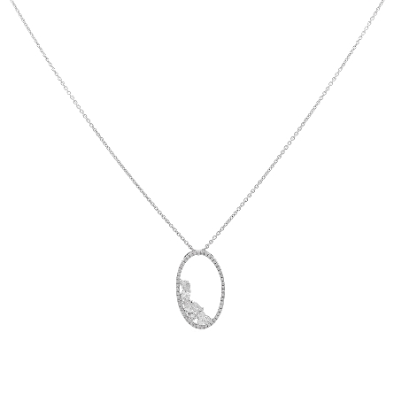 18K White Gold Adjustable 18inch Bolo Oval Pend...