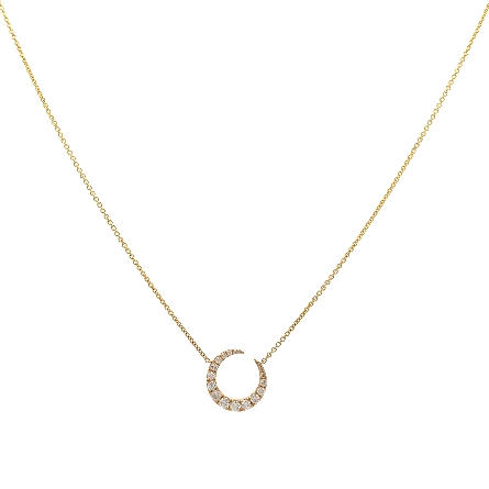 18K Yellow Gold Adjustable 16-18inch Moon Neckl...