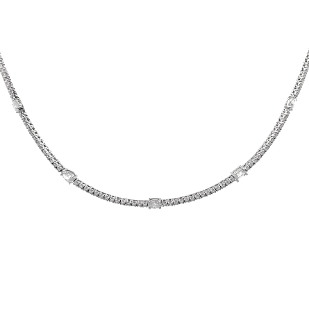 14K White Gold 16inch 4Prong Staion Tennis Neck...
