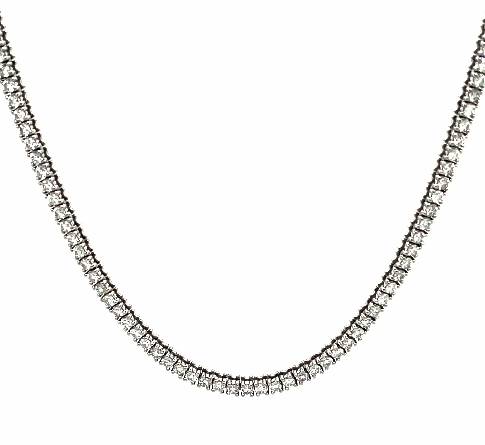 14K Yellow Gold 4Prong 17inch Tennis Necklace w...