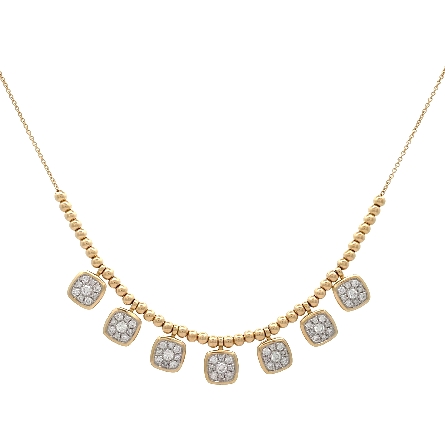 14K Yellow Gold Adjustable 16-18inch Beaded 7Cl...