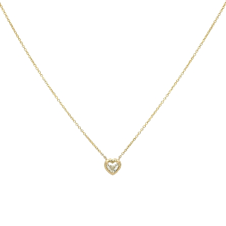 14K Yellow Gold 16inch Heart Bezel Station Neck...