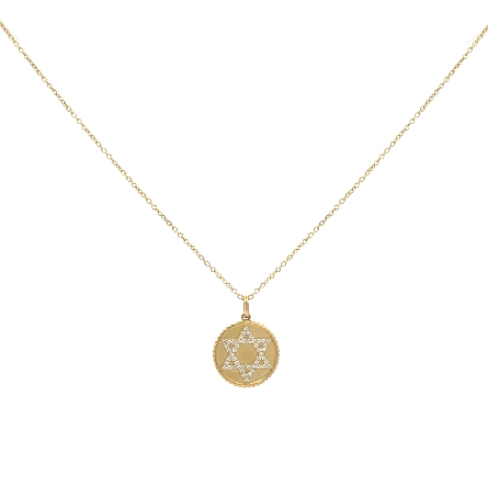 14K Yellow Gold 16inch Star of David Round Disk...