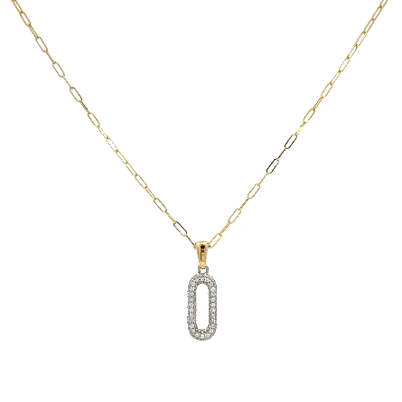 14K Yellow and White Gold 16inch Paperclip Pave...