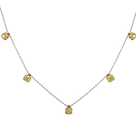 14K White and Yellow Gold 15.5-17.5inch Beaded ...