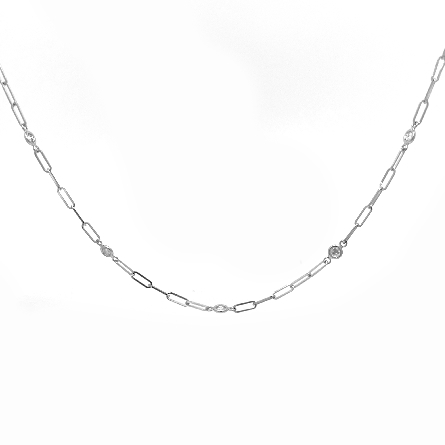14K White Gold 18inch Paperclip Diamonds by the...