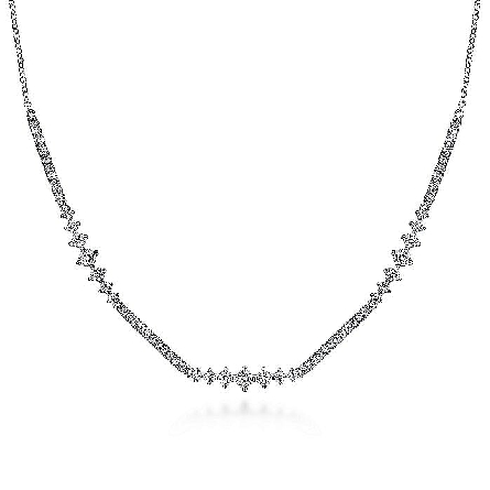 14K White Gold 15.5-17.5inch Stations Necklace ...