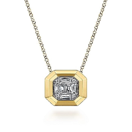 14K Yellow Gold 15.5-17.5inch Geometric Baguett...