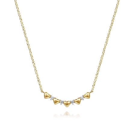 14K Yellow Gold Gabriel Curved Heart Pattern Ne...