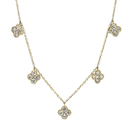 14K Yellow Gold 16-18inch Adjustable 5Cluster D...