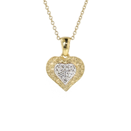 14K Yellow Gold Heart Pendant w/Diams=.10ctw on 16inch Chain #IR3611Y