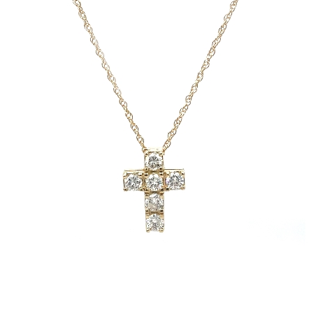 14K Yellow Gold Squared 4Prong Cross Slide w/6D...
