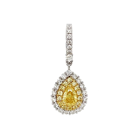 18K White and Yellow Gold Pear Halo Pendant w/Yellow Diam=.31ct; Yellow Diams=.13ctw and Round Diams=.35ctw SI G-H #PD17923