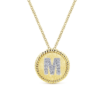 14K Yellow and White Gold Round Disc Initial M ...