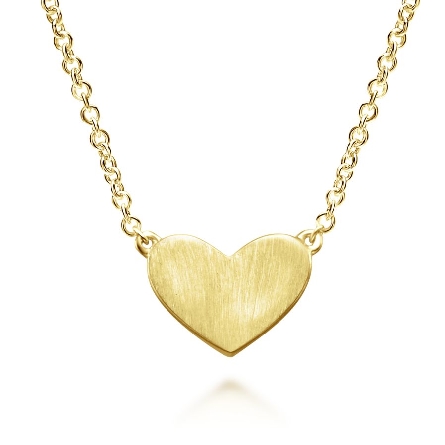 14K Yellow Gold 17.5inch Engravable Heart Neckl...
