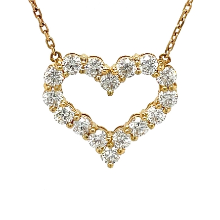 14K Yellow Gold 16inch Heart Necklace w/Diams=1.69ctw SI G-H #PD17253