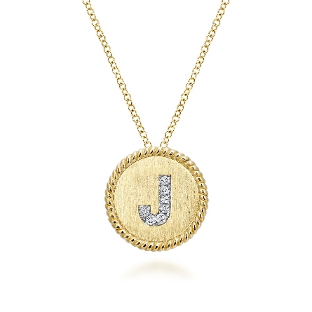 14K Yellow and White Gold Round Disc Initial J ...