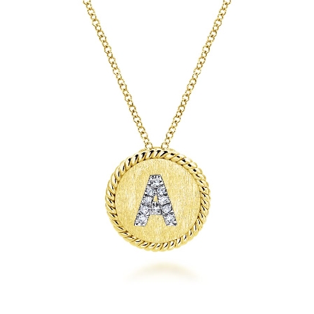 14K Yellow and White Gold Round Disc Initial A ...