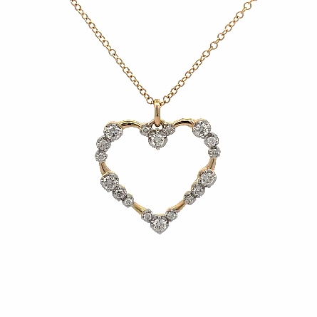 14K Yellow Gold 15.5-17.5inch Graduated Station Heart Necklace w/Diams=.32ctw SI2 G-H #NK7629Y45JJ (S1754362)