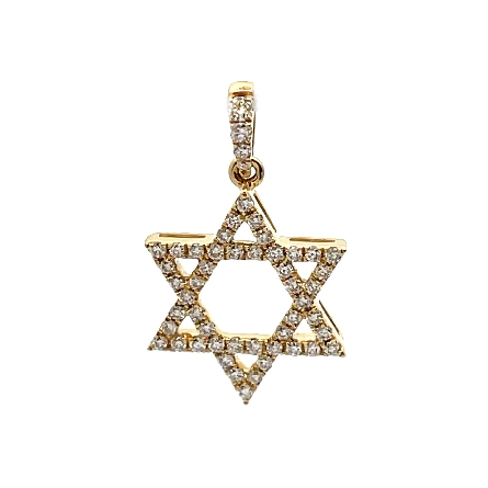 18K Yellow Gold Jewish Star of David Pendant w/...